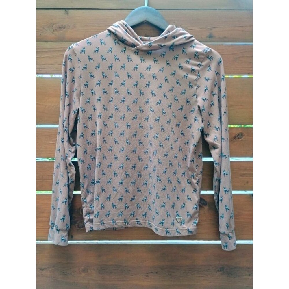 Burlebo Boys Deer Buck Hunting Hooded Long Sleeve Shirt Large 10/12